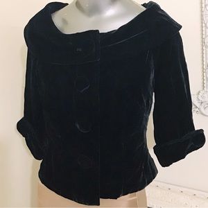 Mandarin Blue Poet Collar Cropped Jacket NWOT